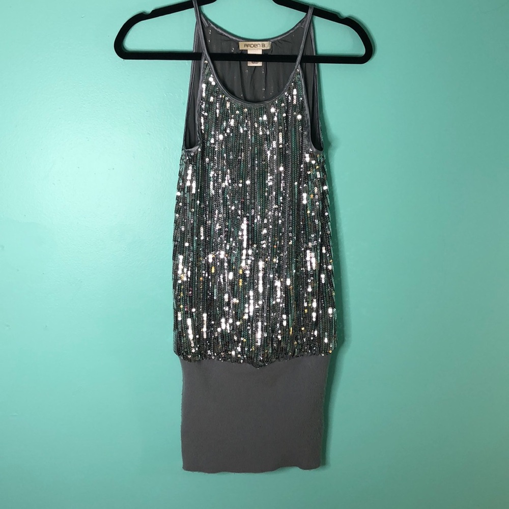 Arden B Silver Sequin Dress Sz XS
